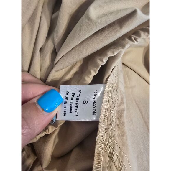 Mazik Ruffle Front Blouse Small Neutral Beige Button Down Old Money Cottage Top - Picture 6 of 11